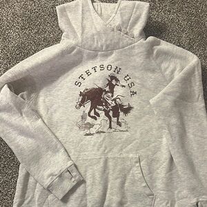 Stetson USA Light Gray Hoodie with Cowboy Design
